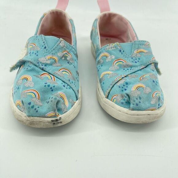 TOMS Kids Alpargata Weather Slip-On Shoes – Blue Rainbow Print – Size 10 - Picture 3 of 13